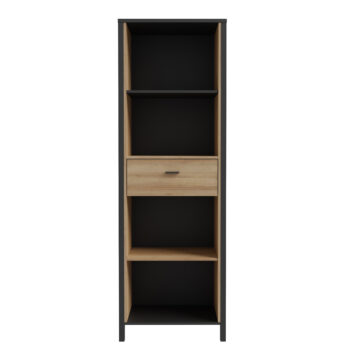 Hard Rock Shelf Unit in Matt Black/Riviera Oak