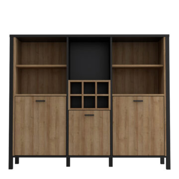 Hard Rock Shelf Unit in Matt Black/Riviera Oak