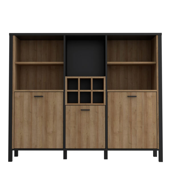 Hard Rock Shelf Unit in Matt Black/Riviera Oak