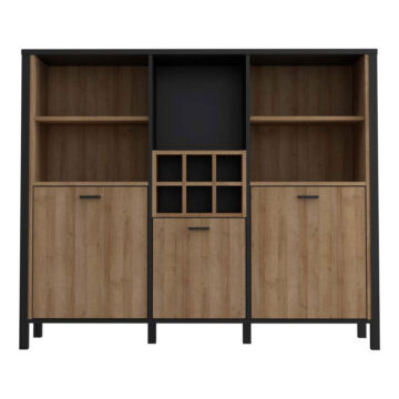 Hard Rock Matt Black 3 Door Shelf Unit | Riviera Oak