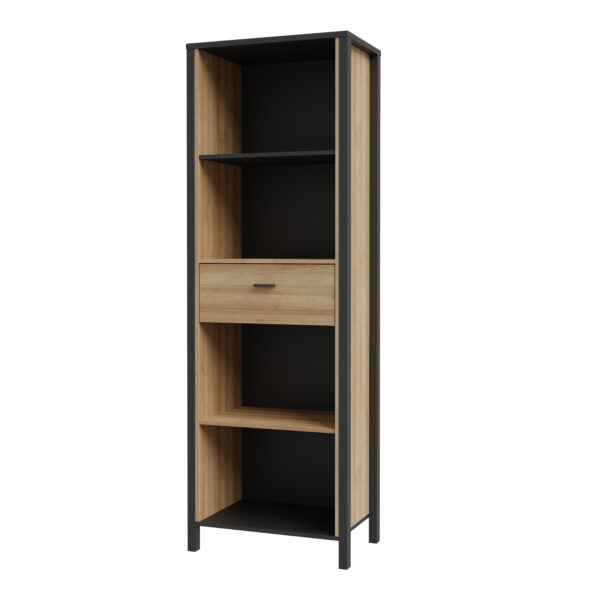 Hard Rock Shelf Unit in Matte Black/Riviera Oak | Self Assembly