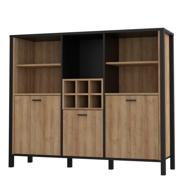 Hard Rock Shelf Unit in Matte Black/Riviera Oak | Self Assembly