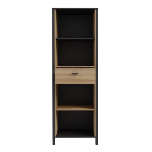 Hard Rock Shelf Unit in Matte Black/Riviera Oak | Self Assembly