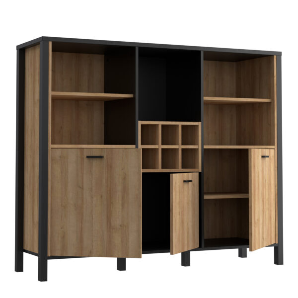 Hard Rock Shelf Unit in Matte Black/Riviera Oak | Self Assembly