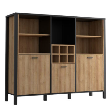 Hard Rock Shelf Unit in Matt Black/Riviera Oak
