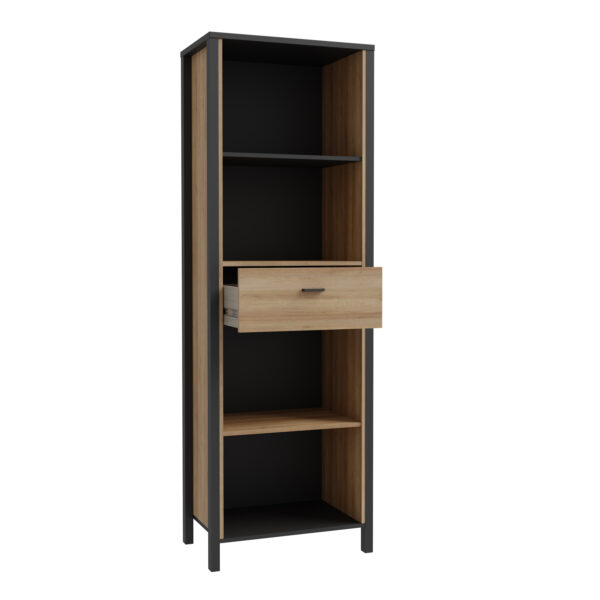 Hard Rock Shelf Unit in Matte Black/Riviera Oak | Self Assembly