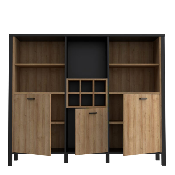 Hard Rock Shelf Unit in Matte Black/Riviera Oak | Self Assembly