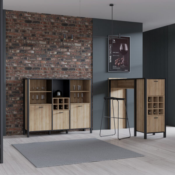 Hard Rock Shelf Unit in Matte Black/Riviera Oak | Self Assembly