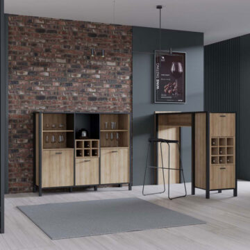 Hard Rock Matt Black 3 Door Shelf Unit | Riviera Oak