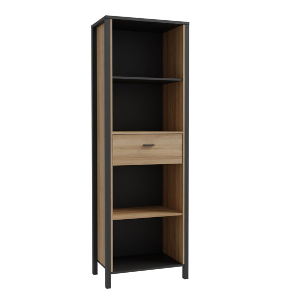 Hard Rock Shelf Unit in Matt Black/Riviera Oak