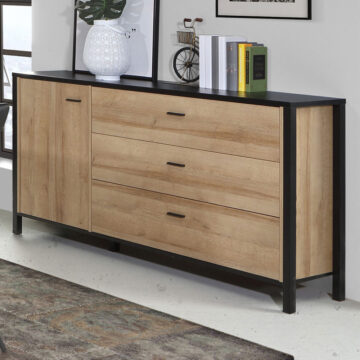 Hard Rock Sideboard in Matte Black/Riviera Oak