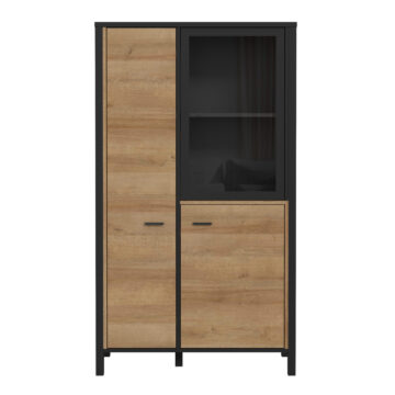 Hard Rock Small Display Cabinet in Matt Black/Riviera Oak