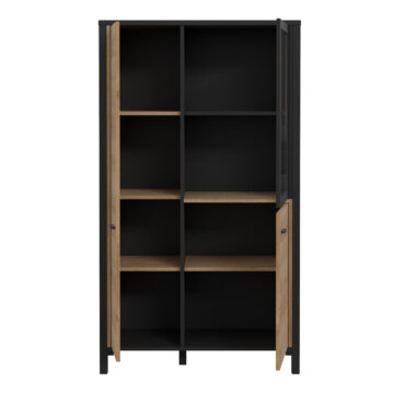 Hard Rock Matt Black 3 Door Small Display Cabinet | Riviera Oak