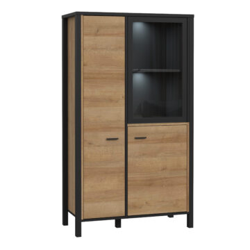 Hard Rock Matt Black 3 Door Small Display Cabinet | Riviera Oak