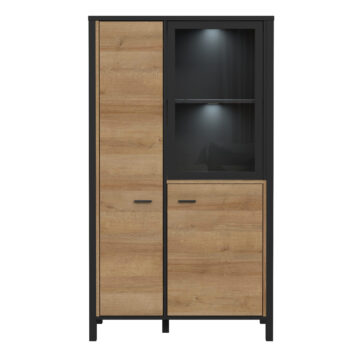 Hard Rock Matt Black 3 Door Small Display Cabinet | Riviera Oak