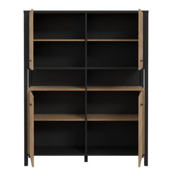 Hard Rock Matt Black 4 Door Storage Cabinet | Riviera Oak