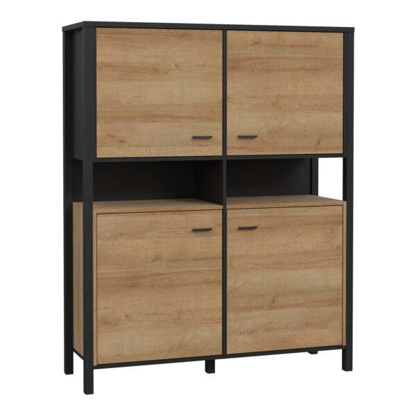 Hard Rock Storage Cabinet in Matt Black/Riviera Oak
