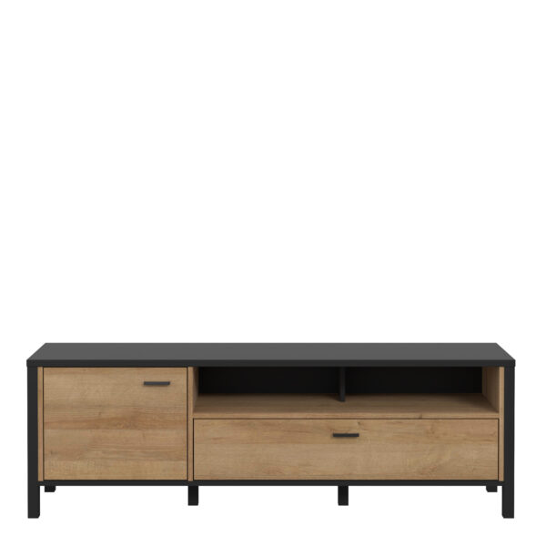 Hard Rock TV Unit in Matt Black/Riviera Oak