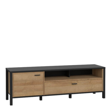 Hard Rock TV Unit in Matt Black/Riviera Oak