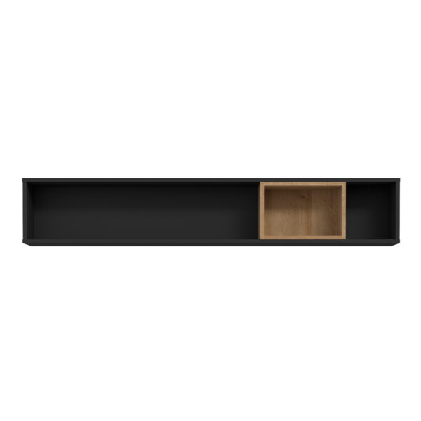 Hard Rock Wall Shelf in Matt Black/Riviera Oak