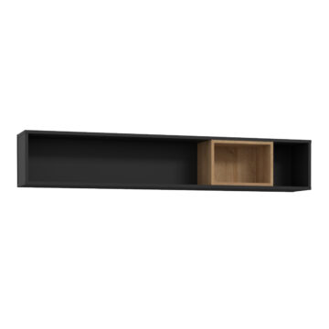 Hard Rock Wall Shelf in Matt Black/Riviera Oak