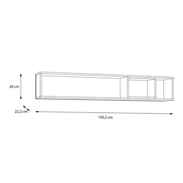 Hard Rock Matt Black Wall Shelf 150cm | Riviera Oak Finish