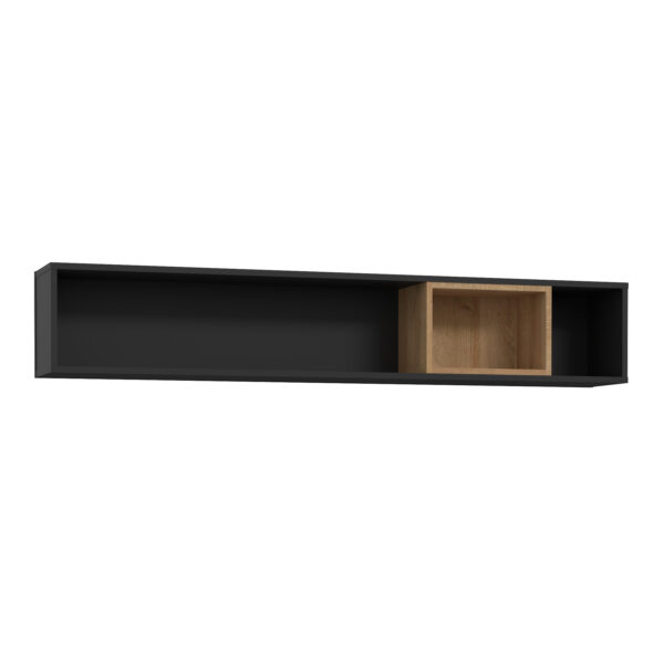 Hard Rock Wall Shelf in Matt Black/Riviera Oak