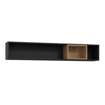 Hard Rock Wall Shelf in Matt Black/Riviera Oak