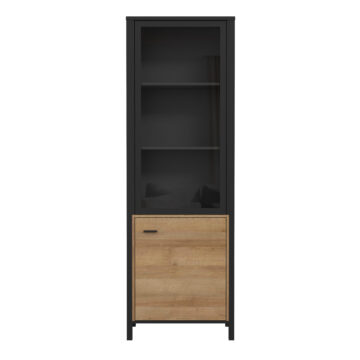 Hard Rock Wide Display Cabinet in Matt Black/Riviera Oak