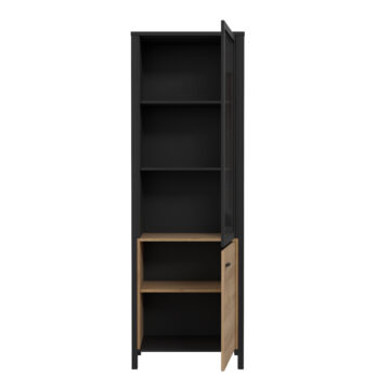 Hard Rock Matt Black 2 Door Wide Display Cabinet | Riviera Oak