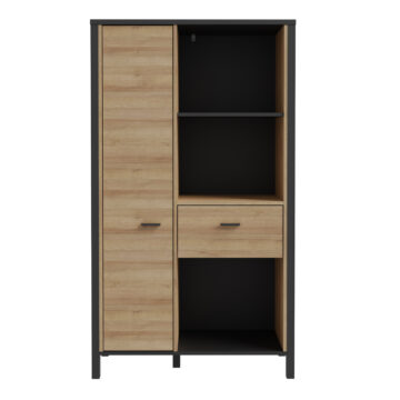 Hard Rock Wide Shelf Unit in Matt Black/Riviera Oak