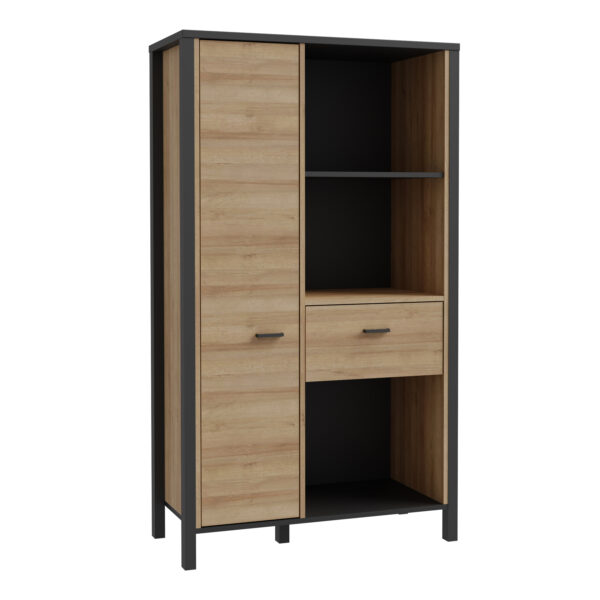 Hard Rock Wide Shelf Unit in Matt Black/Riviera Oak