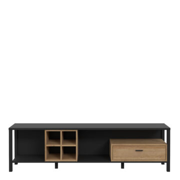 Hard Rock Wide TV Unit in Matt Black/Riviera Oak