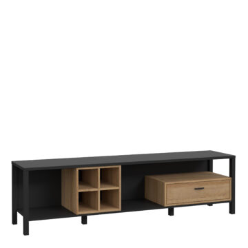 Hard Rock Wide TV Unit in Matt Black/Riviera Oak