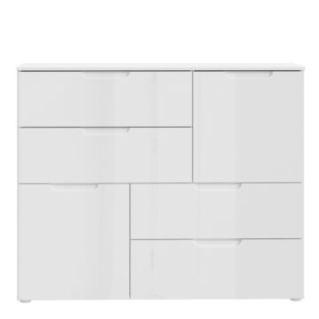 Harper Abstract Chest of in White/White High Gloss