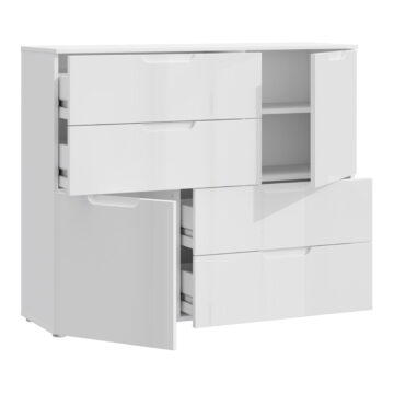 Harper Abstract Chest of in White/White High Gloss