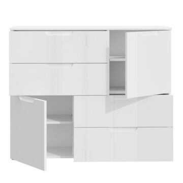 Harper Abstract Chest of in White/White High Gloss