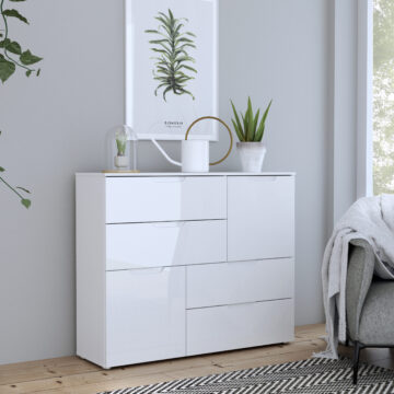 Harper Abstract Chest of in White/White High Gloss