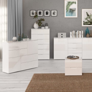 Harper Abstract Chest of in White/White High Gloss