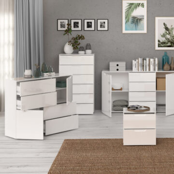 Harper Abstract Chest of in White/White High Gloss