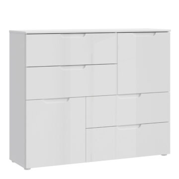 Harper Abstract Chest of in White/White High Gloss