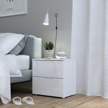 Harper White 2 Drawer Bedside Table | Clearance