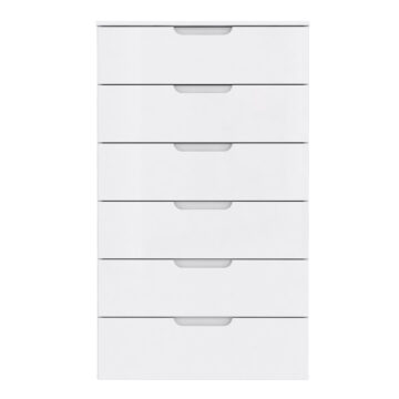 Harper Chest of 6 Drawers in White/White High Gloss