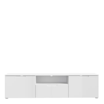 Harper TV Unit  in White/White High Gloss