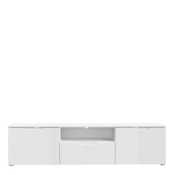 Harper TV Unit  in White/White High Gloss
