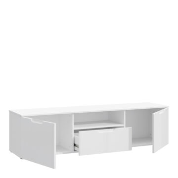 Harper TV Unit  in White/White High Gloss