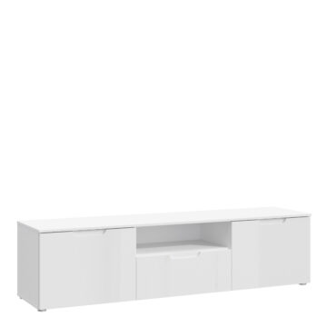Harper TV Unit  in White/White High Gloss