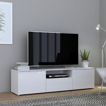 Harper TV Unit  in White/White High Gloss | Self Assembly