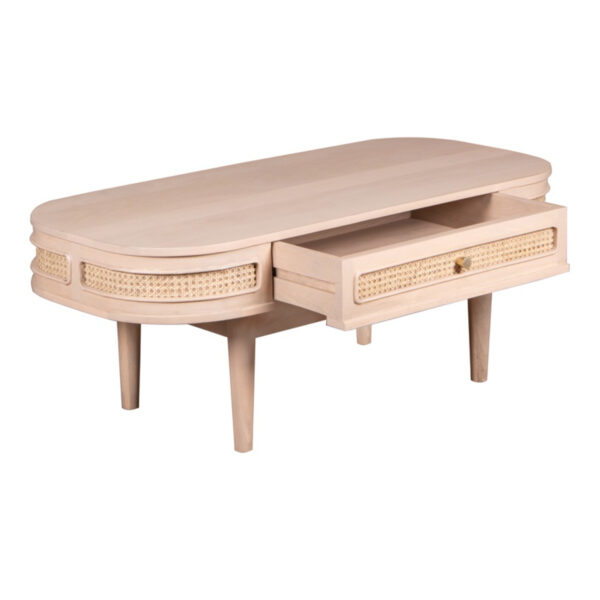 Marbella Cane & Mango Wood 1 Drawer Coffee Table | Assembly Required