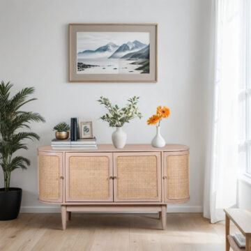 Marbella Cane & Mango Wood 4 Doors Sideboard